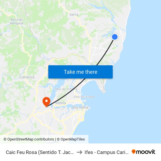 Caic Feu Rosa (Sentido T. Jacaraípe) to Ifes - Campus Cariacica map