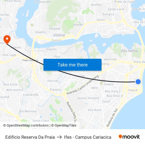 Edifício Reserva Da Praia to Ifes - Campus Cariacica map