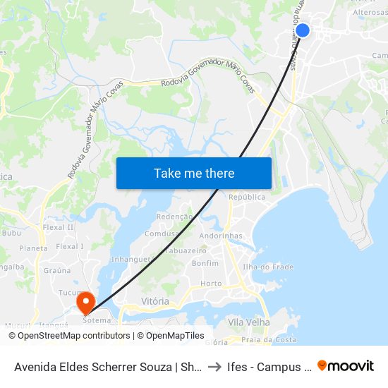 Avenida Eldes Scherrer Souza | Shopping Montserrat to Ifes - Campus Cariacica map