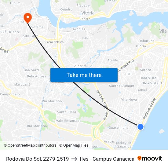 Rodovia Do Sol, 2279-2519 to Ifes - Campus Cariacica map