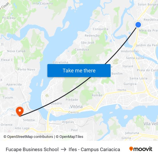 Fucape Business School to Ifes - Campus Cariacica map