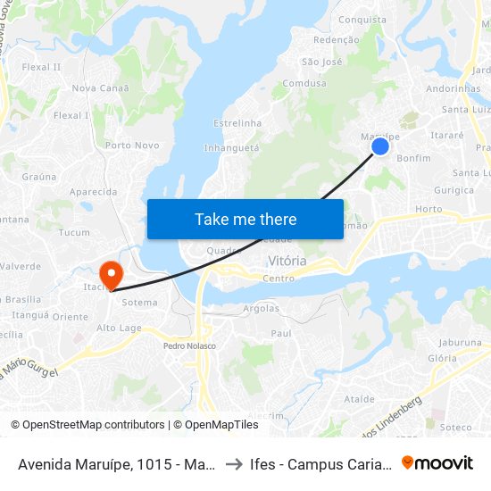 Avenida Maruípe, 1015 - Maruípe to Ifes - Campus Cariacica map