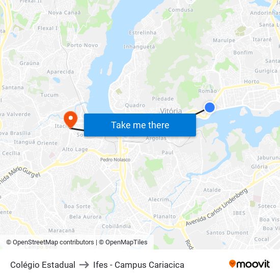 Colégio Estadual to Ifes - Campus Cariacica map