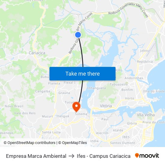 Empresa Marca Ambiental to Ifes - Campus Cariacica map