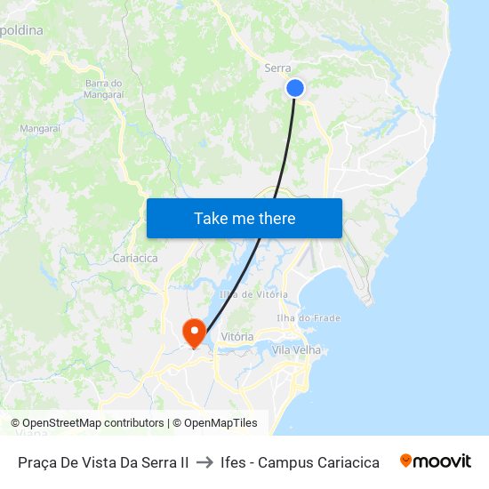 Praça De Vista Da Serra II to Ifes - Campus Cariacica map
