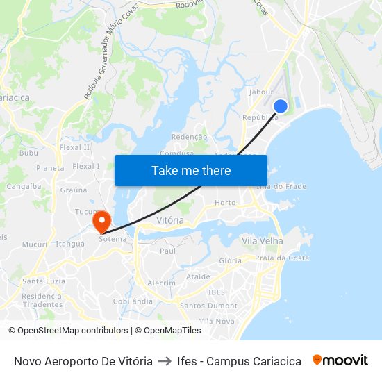 Novo Aeroporto De Vitória to Ifes - Campus Cariacica map