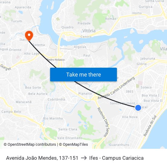 Avenida João Mendes, 137-151 to Ifes - Campus Cariacica map