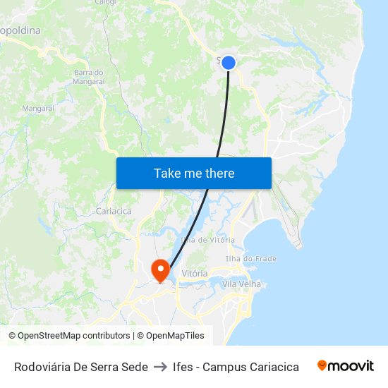 Rodoviária De Serra Sede to Ifes - Campus Cariacica map