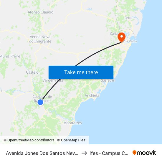 Avenida Jones Dos Santos Neves, 507-551 to Ifes - Campus Cariacica map