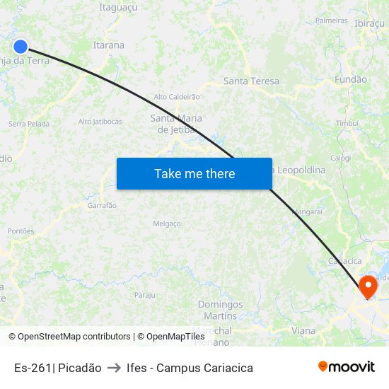 Es-261| Picadão to Ifes - Campus Cariacica map