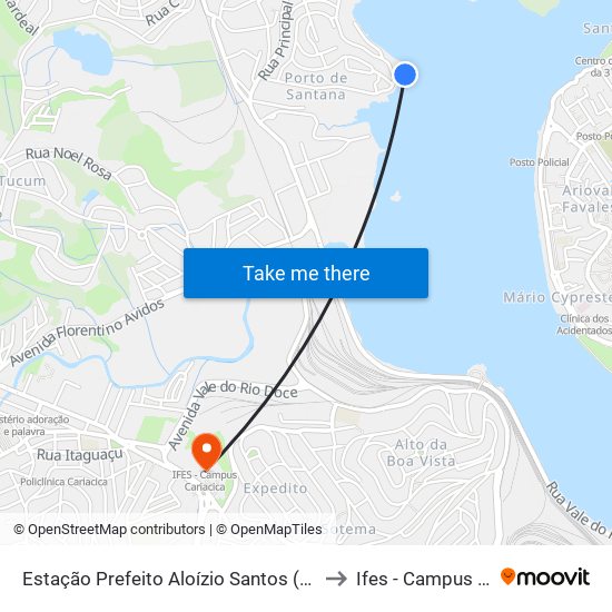 Estação Prefeito Aloízio Santos (Porto De Santana) to Ifes - Campus Cariacica map