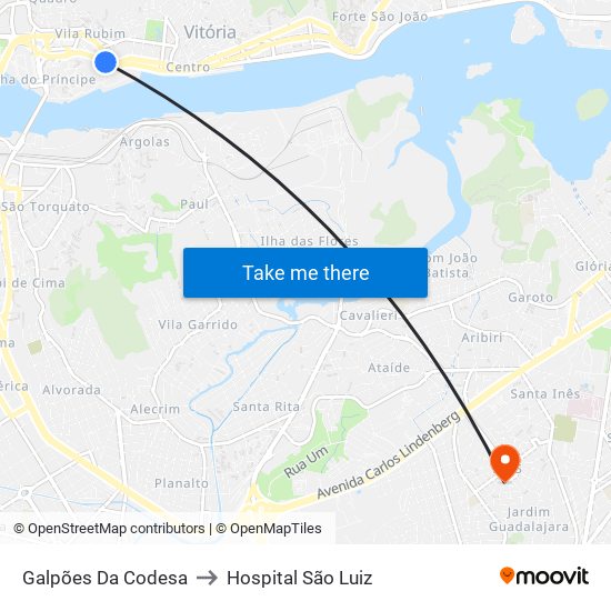 Galpões Da Codesa to Hospital São Luiz map