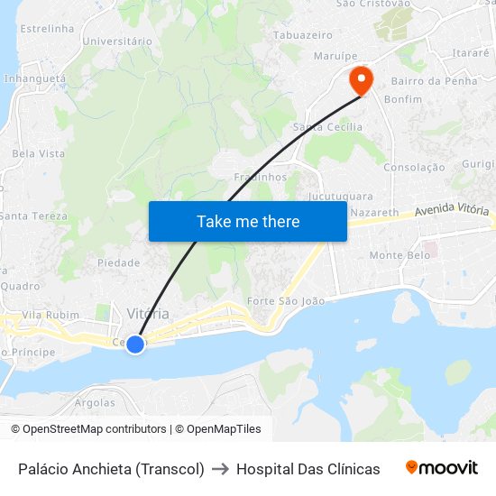 Palácio Anchieta (Transcol) to Hospital Das Clínicas map