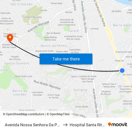 Avenida Nossa Senhora Da Penha, 2155-2161 to Hospital Santa Rita De Cássia map