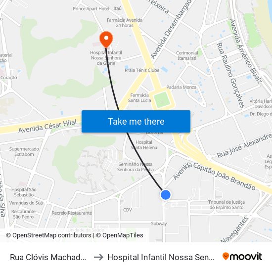 Rua Clóvis Machado, 222-278 to Hospital Infantil Nossa Senhora Da Glória map