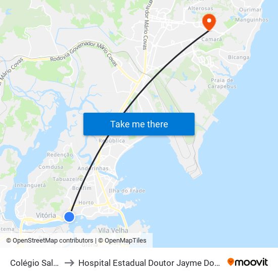 Colégio Salesiano to Hospital Estadual Doutor Jayme Dos Santos Neves map