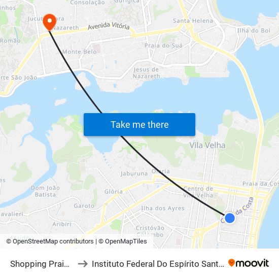 Shopping Praia Da Costa to Instituto Federal Do Espírito Santo - Campus Vitória map