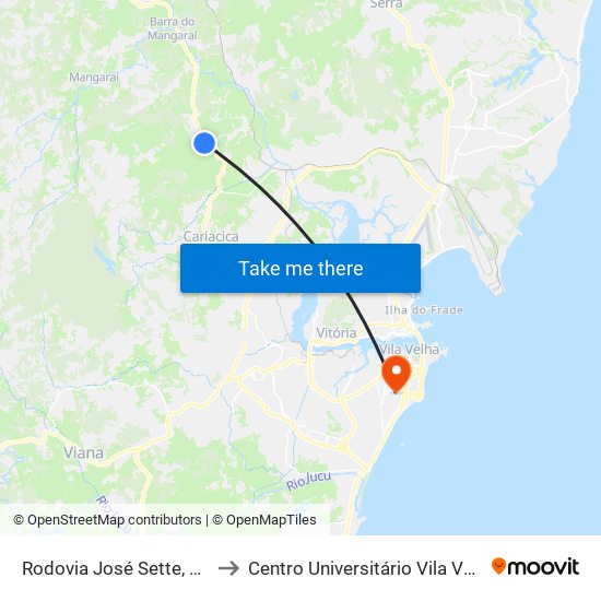 Rodovia José Sette, 410 | 3 Pontes to Centro Universitário Vila Velha - Biopráticas map