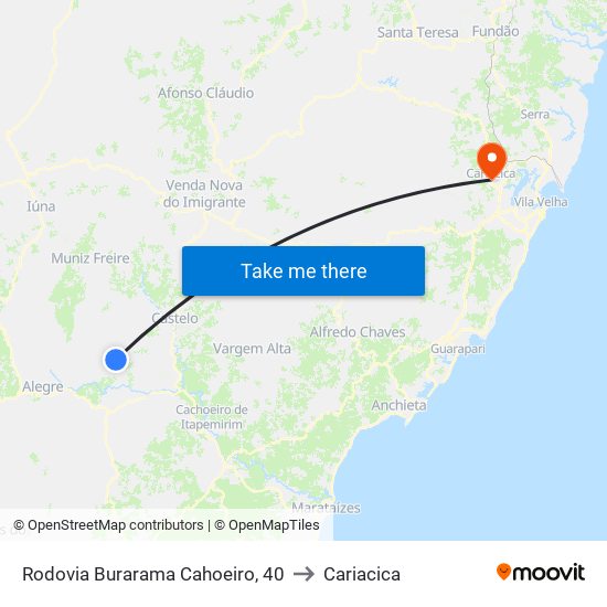 Rodovia Burarama Cahoeiro, 40 to Cariacica map