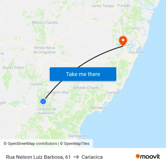Rua Nelson Luiz Barbosa, 61 to Cariacica map