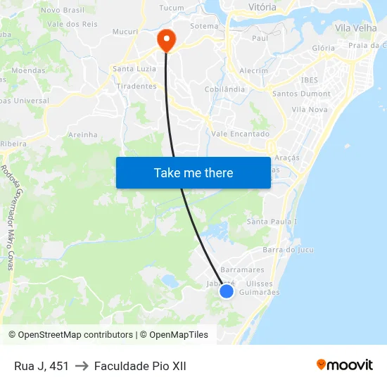 Rua J, 451 to Faculdade Pio XII map