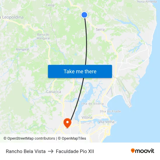 Rancho Bela Vista to Faculdade Pio XII map