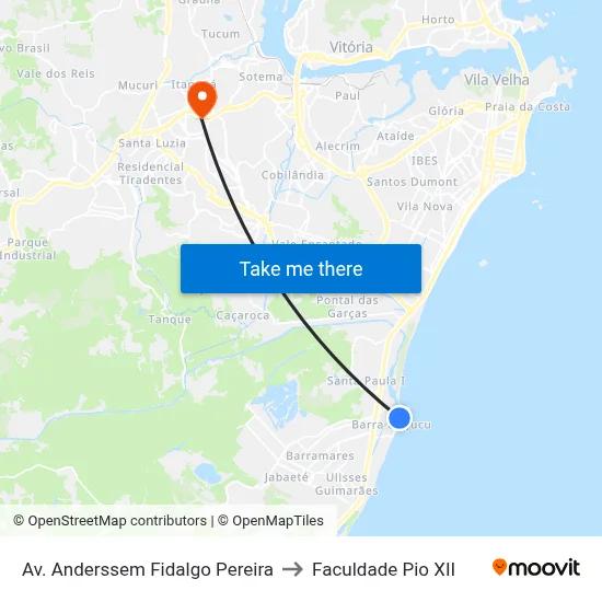 Av. Anderssem Fidalgo Pereira to Faculdade Pio XII map