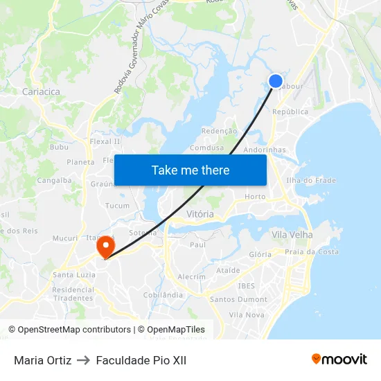 Maria Ortiz to Faculdade Pio XII map