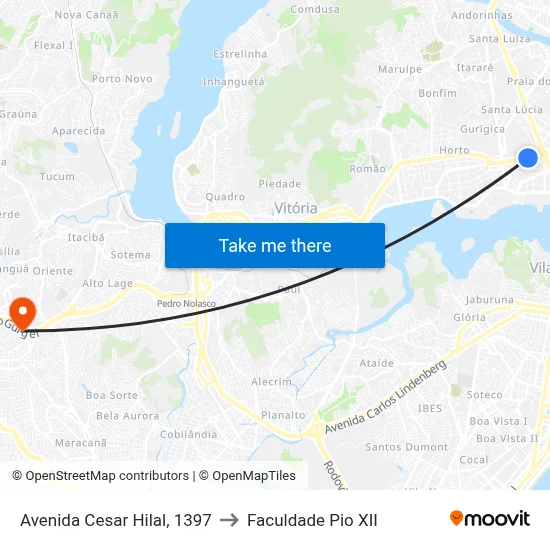 Avenida Cesar Hilal, 1397 to Faculdade Pio XII map