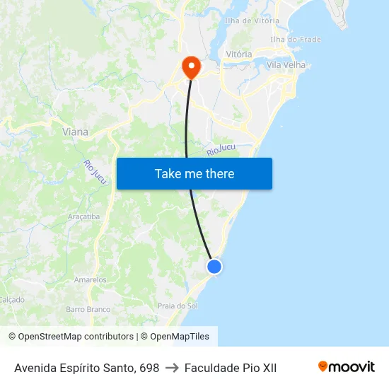 Avenida Espírito Santo, 698 to Faculdade Pio XII map