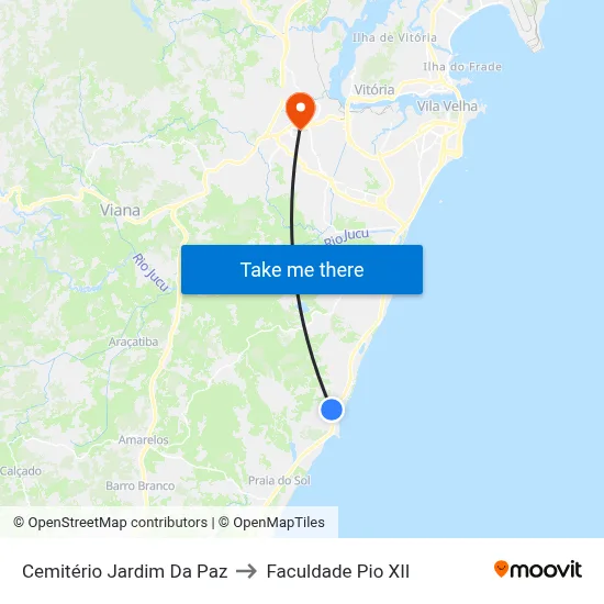 Cemitério Jardim Da Paz to Faculdade Pio XII map