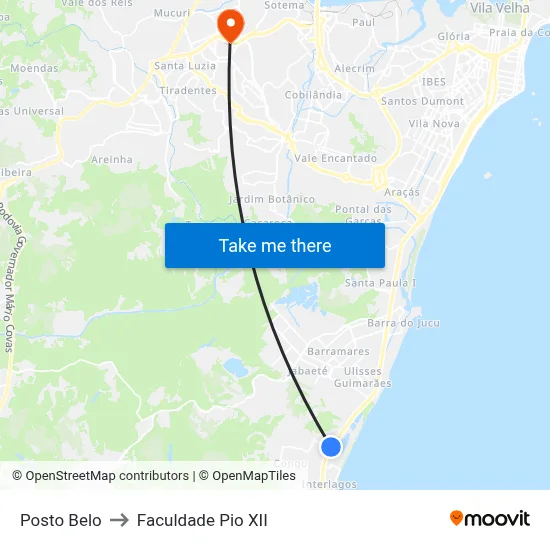 Posto Belo to Faculdade Pio XII map