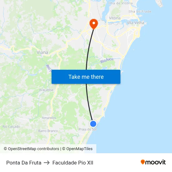 Ponta Da Fruta to Faculdade Pio XII map