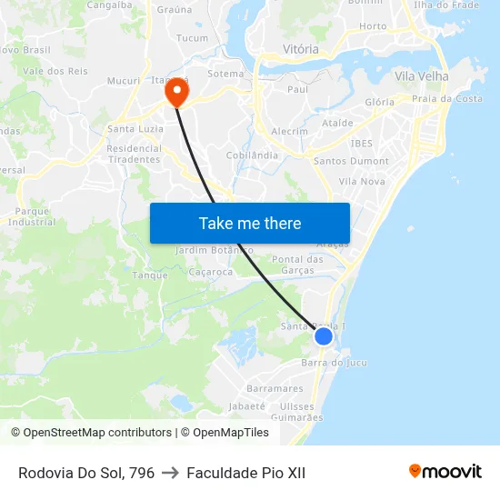 Rodovia Do Sol, 796 to Faculdade Pio XII map