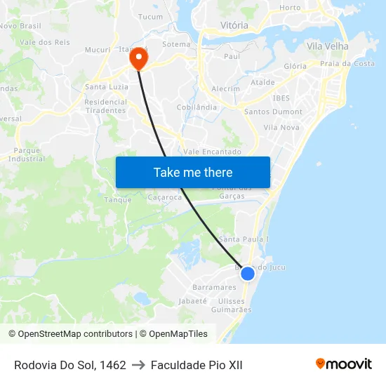 Rodovia Do Sol, 1462 to Faculdade Pio XII map