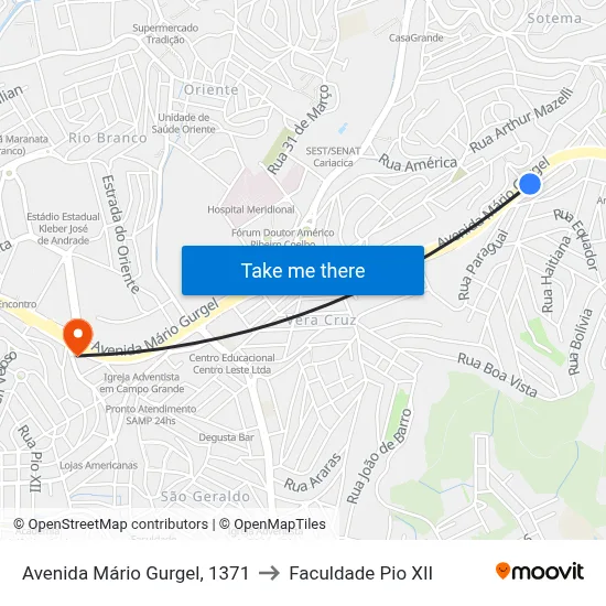 Avenida Mário Gurgel, 1371 to Faculdade Pio XII map