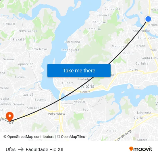 Ufes to Faculdade Pio XII map