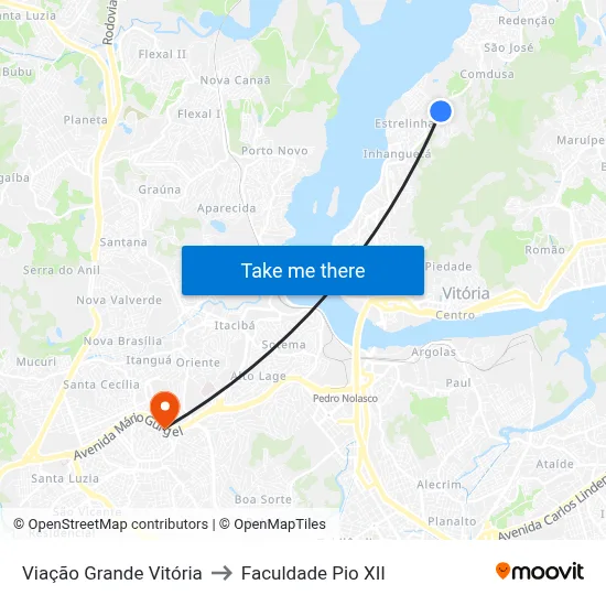Viação Grande Vitória to Faculdade Pio XII map