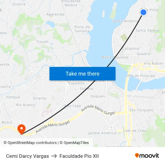 Cemi Darcy Vargas to Faculdade Pio XII map