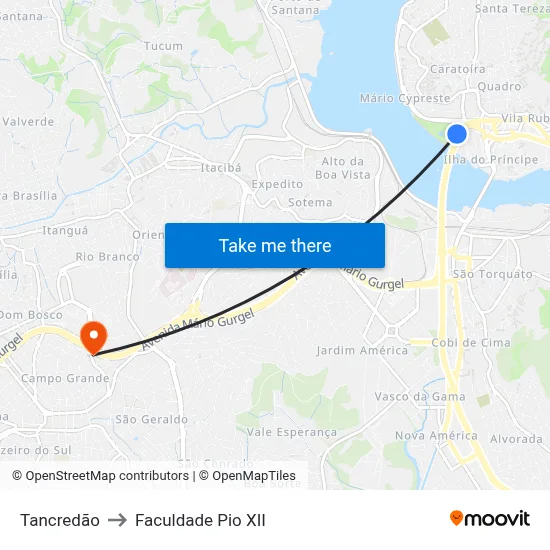 Tancredão to Faculdade Pio XII map