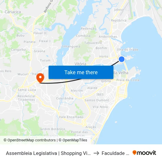 Assembleia Legislativa | Shopping Vitória (Transcol) to Faculdade Pio XII map