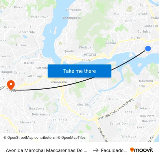 Avenida Marechal Mascarenhas De Moraes, 4135-4309 to Faculdade Pio XII map