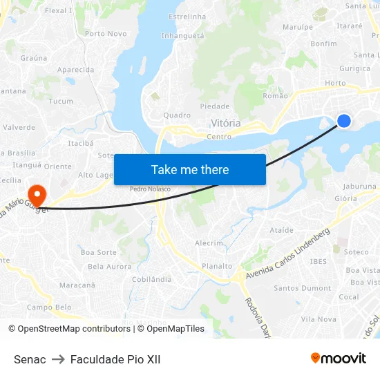 Senac to Faculdade Pio XII map