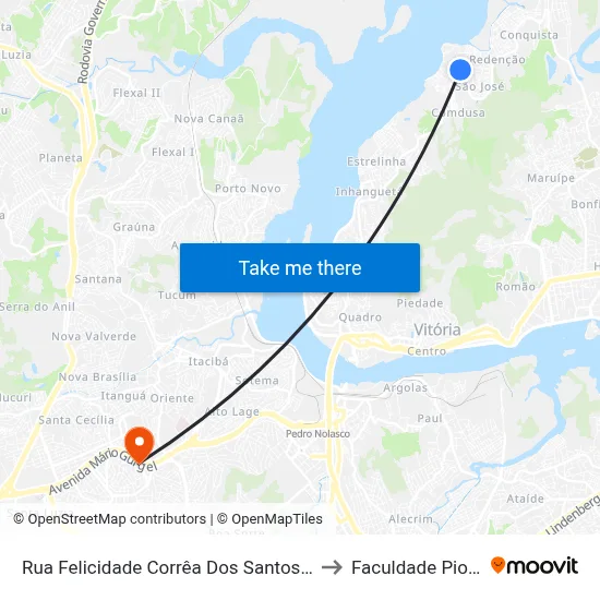 Rua Felicidade Corrêa Dos Santos, 222 to Faculdade Pio XII map