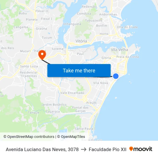 Avenida Luciano Das Neves, 3078 to Faculdade Pio XII map