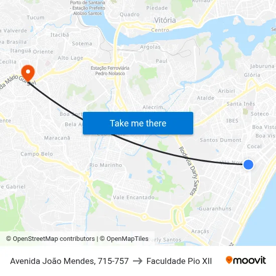 Avenida João Mendes, 715-757 to Faculdade Pio XII map