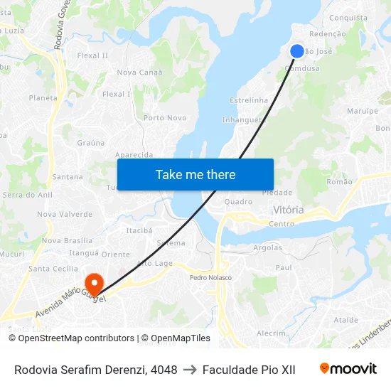 Rodovia Serafim Derenzi, 4048 to Faculdade Pio XII map