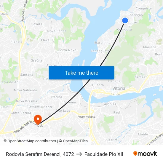 Rodovia Serafim Derenzi, 4072 to Faculdade Pio XII map