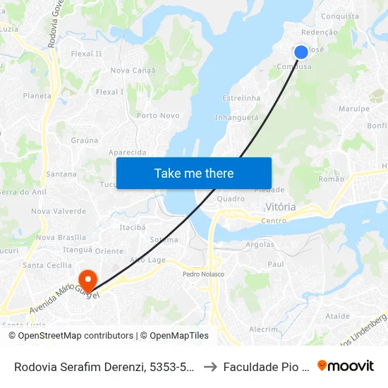 Rodovia Serafim Derenzi, 5353-5411 to Faculdade Pio XII map