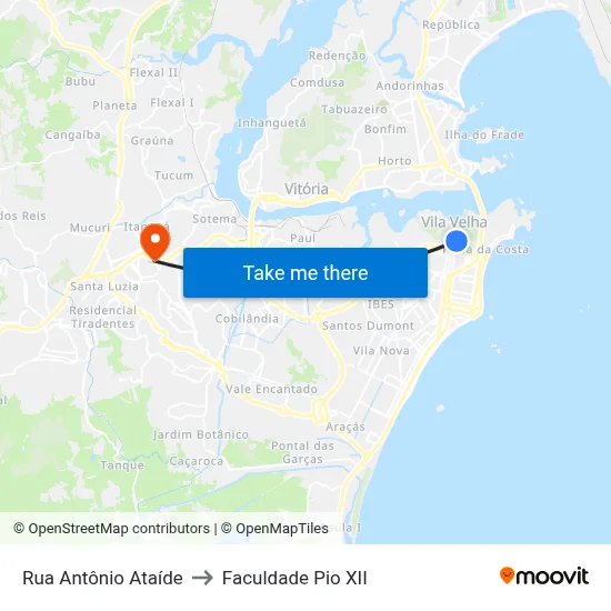 Rua Antônio Ataíde to Faculdade Pio XII map